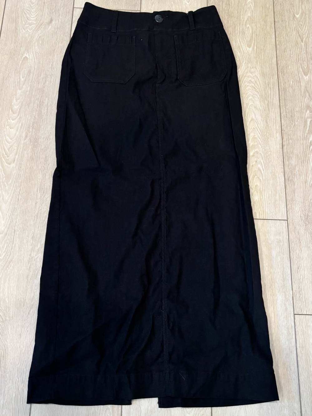 Maeve Black Maxi Skirt with Front Pocket Detail